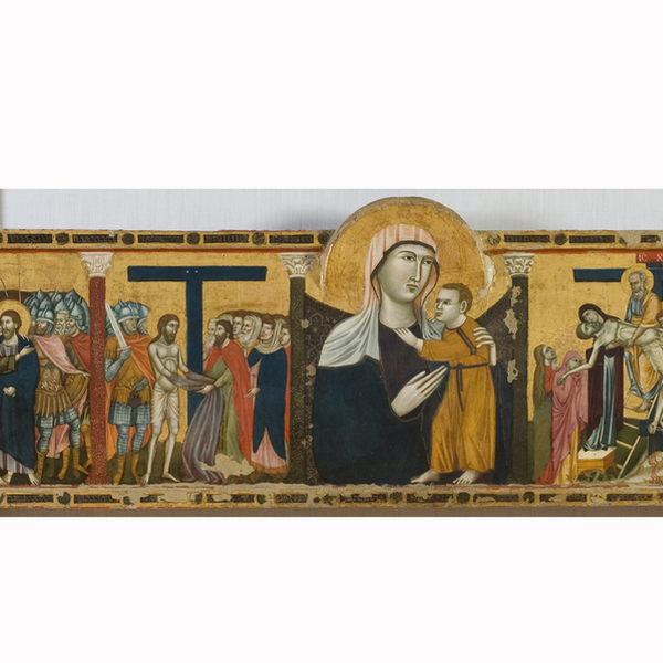 Paliotto d'altare con Madonna con Bambino e scene della Passione